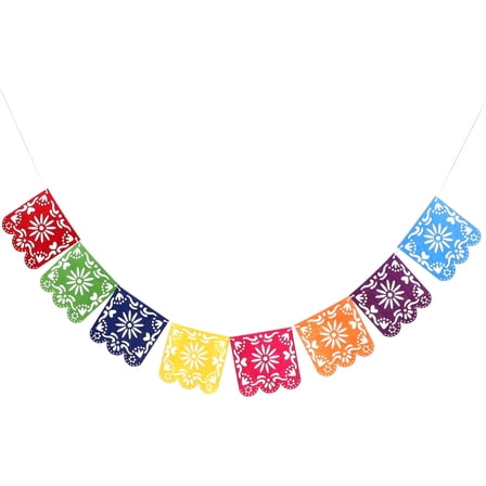 LAMIRO Day of the Dead Decoration Hollowed-out Square Garland Plastic Bunting Banners Skeleton Multicolor Mexican Banner