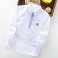 thumbnail image 7 of Boys Button Down Shirt Long Sleeve - White with Light Blue Contrast Collar Nautical Embroidered Sailboat Shirt for Kids, School and Casual, Cotton,Size 7-8 T, 7 of 7