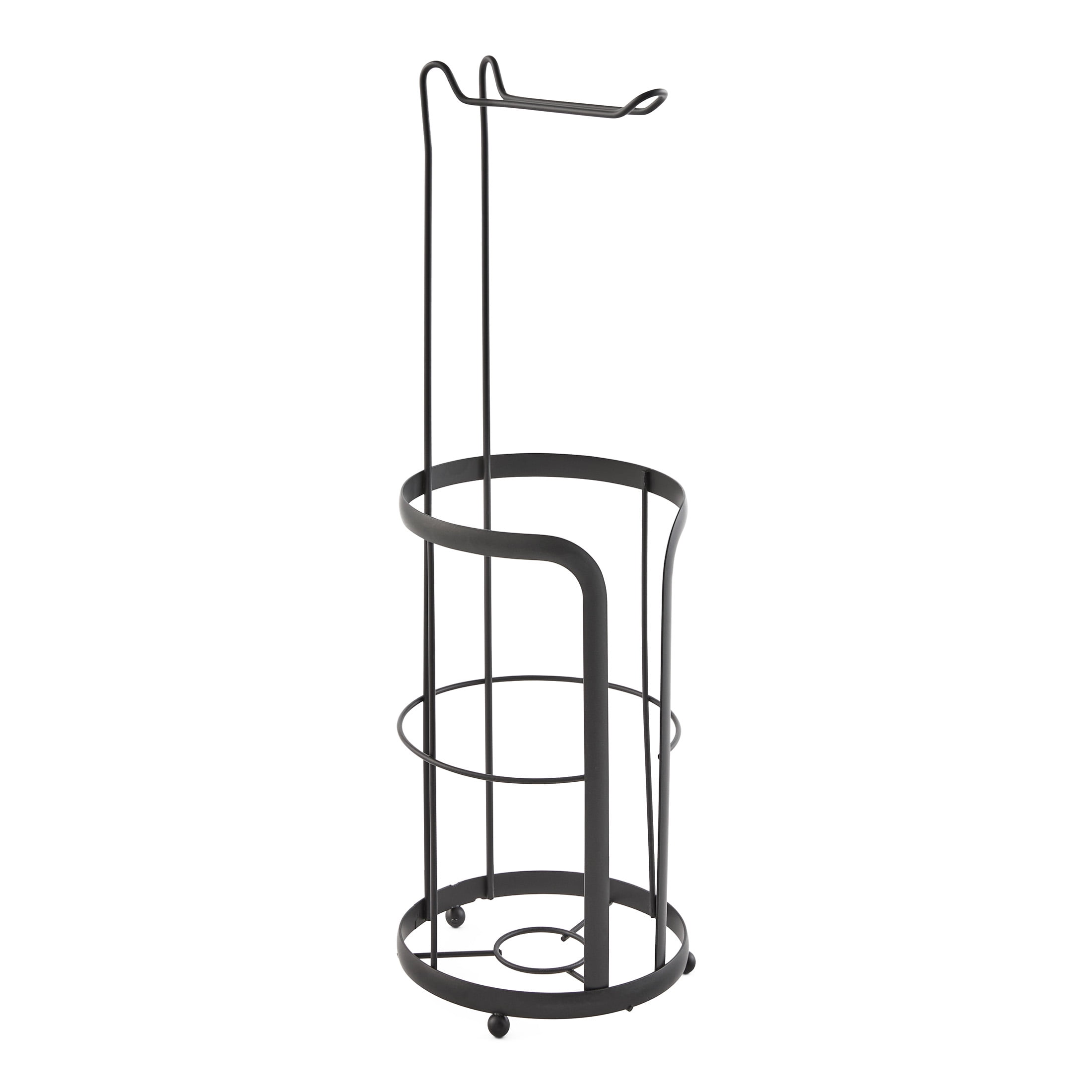 Mainstays Free Standing Toilet Paper Holder with Roll Reserve, Matte Black