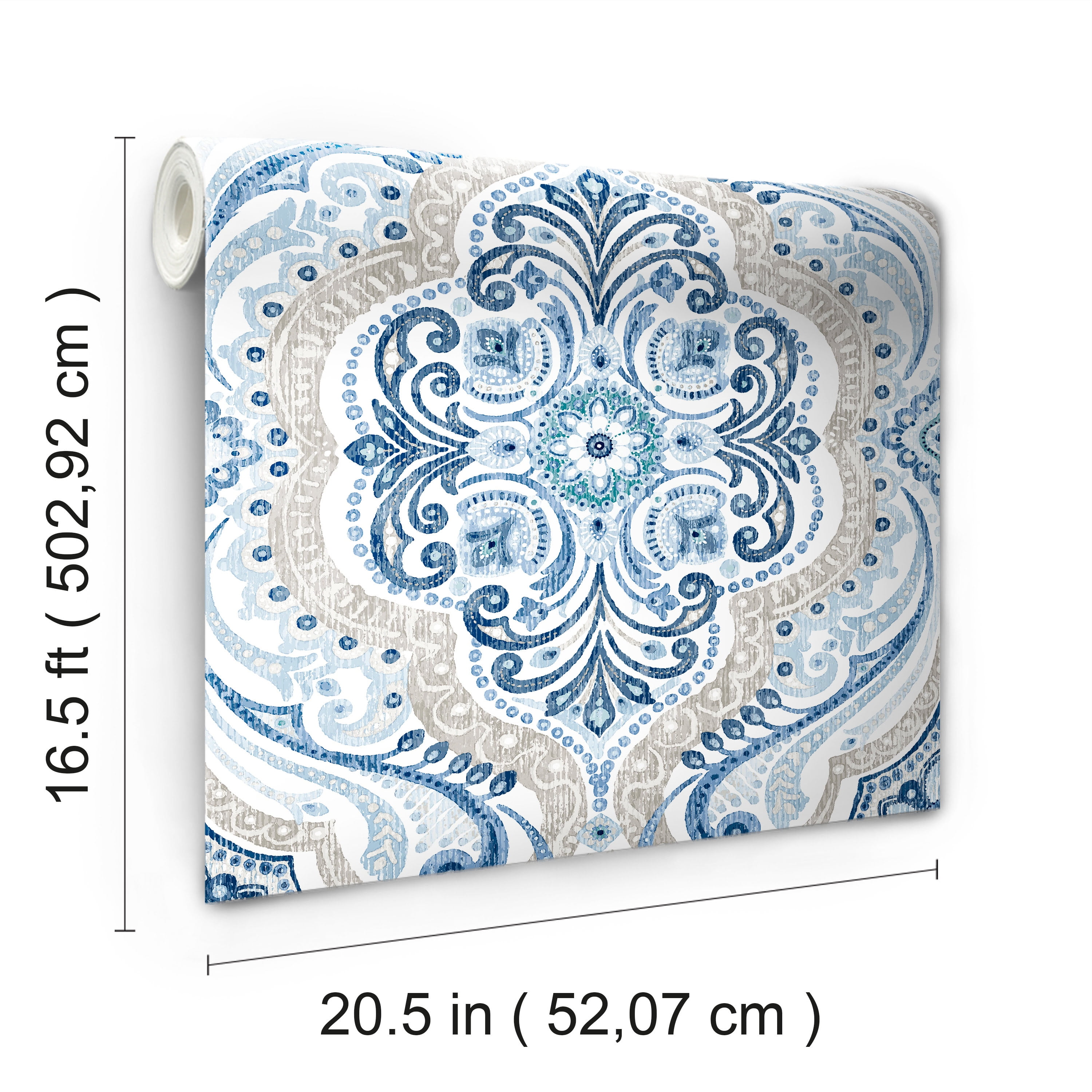 RoomMates Bohemian Damask Peel and Stick Wallpaper
