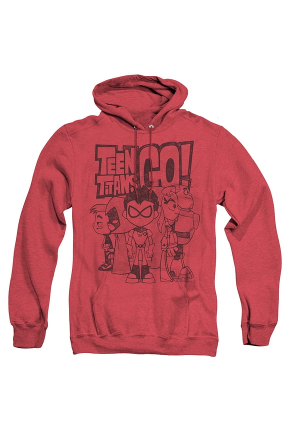 Teen Titans Go Team Up Adult Heather Hoodie Sweatshirt Red