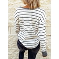 thumbnail image 4 of Chase Secret Tops for Women Long Sleeve Striped Button Up Tunic Shirts Loose Fit Sexy Henley Tee Blouses, 4 of 6