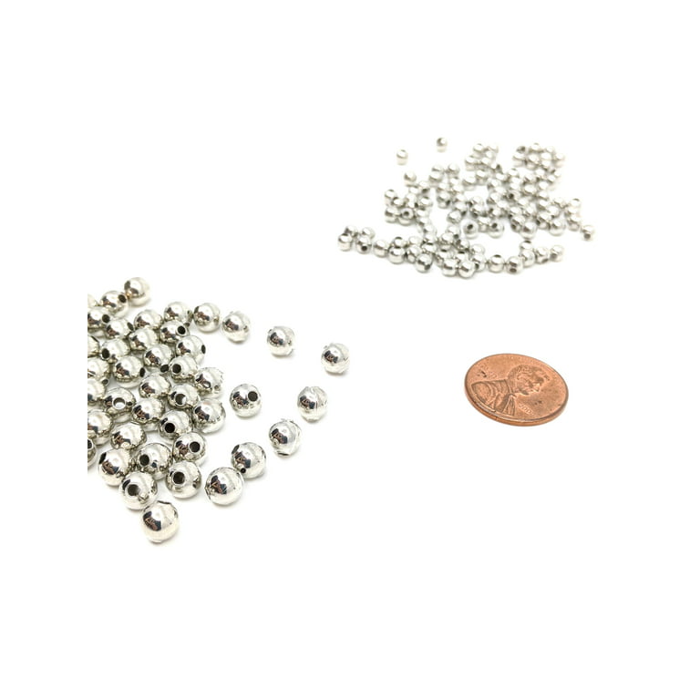  100pcs Beautiful Melon Loose Round Spacer Beads 6mm (0.24 Inch)  Sterling Silver Plated Brass Metal for Jewelry Craft Making CF109-6