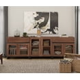thumbnail image 3 of 3 In 1 Modern Dresser with Glass Doors, 2 Drawers and Adjustable Shelves, Metal Base Storage Chest, Multifunctional Closet Organizer Cabinet for Bedroom,Brown, 3 of 11
