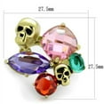 thumbnail image 2 of Luxe Jewelry Designs Women's Gold IP Stainless Steel Skull Shaped Ring with Multicolor Cubic, 2 of 4