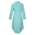 thumbnail image 4 of Vestido camisero de algodón y lino con cordón y solapa de un solo pecho para mujer Pompotops hdfakjf2939, 4 of 7