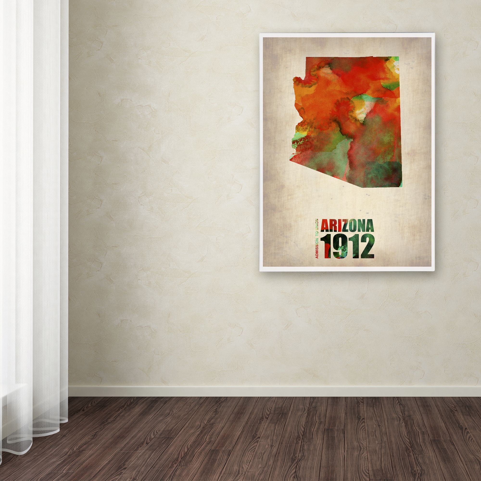 "Arizona Watercolor Map" Canvas Art by Naxart