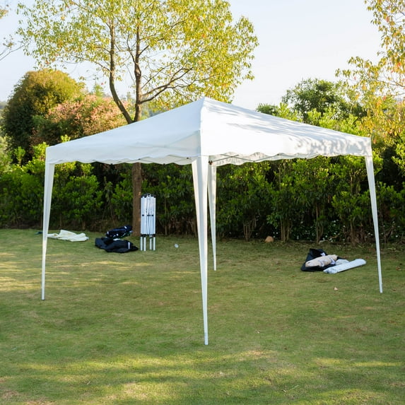 Dayplus White 10x10ft Pop Up Tent Heavy Duty Gazebo,3 Height Adjustable Commercial Canopy Instant Shelter Outdoor Steel Frame Canopy