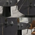 thumbnail image 3 of Modern Round Dining Table 53" - Black Sintered Stone Top &amp; Carbon Steel Base, Seats 6, Kitchen/Dining Room. Stain &amp; Heat Resistant, Easy Clean., 3 of 10