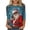 Navy, variant on Purcolt Women's Ugly Christmas Shirts Funny Print 3/4 Length Sleeve Crew Neck Tunic Tops Holiday Xmas Shirts Graphic Tees Blouses
