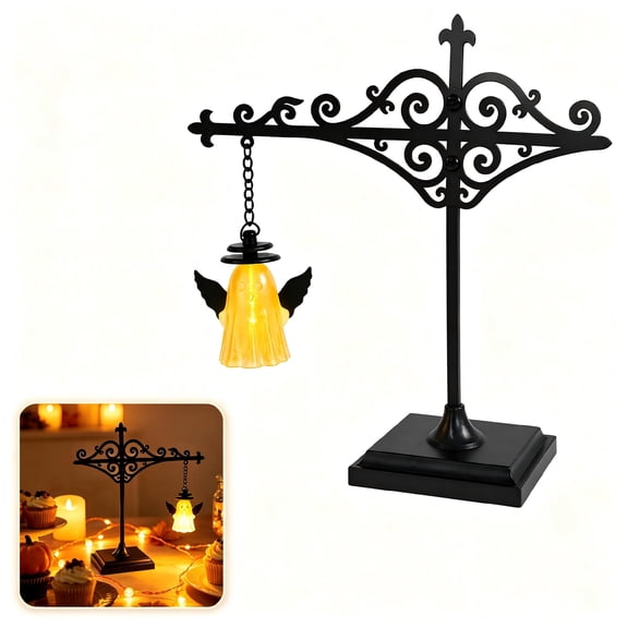 Ghost Library Lantern Mini Bookshelf Lamp, Bookshelf Lamps Halloween Decorations Indoor, Nook Light Vintage Halloween for Study