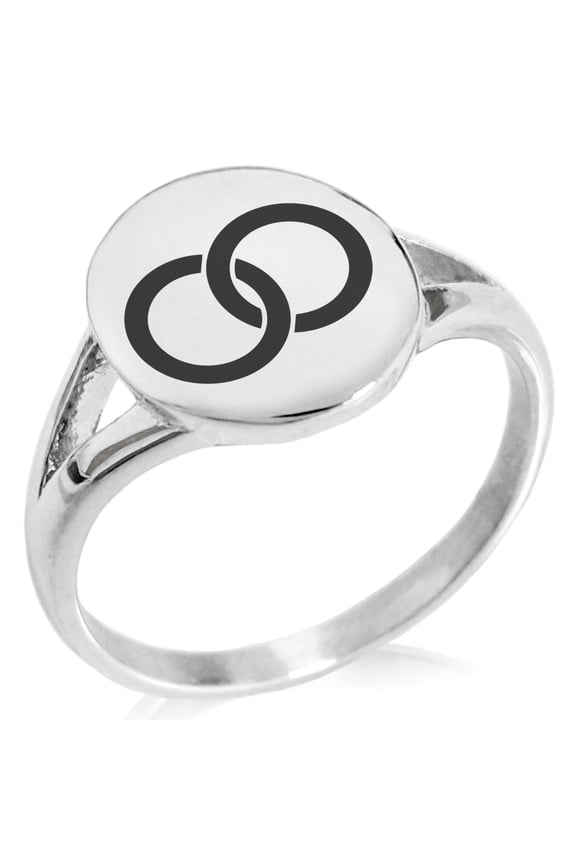 Stainless Steel Hatakeyama Samurai Crest Minimalist Oval Top Polished Statement Signet Ring