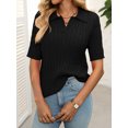 thumbnail image 4 of EASYBRA Women Cable Knit Sweater Polo Collar Loose Fit Pullover Casual Wear Cotton Polyester, 4 of 7
