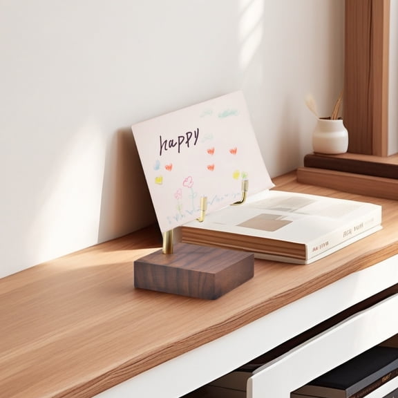 3 Pcs Small Display Holders with Adjustable Metal Arms & Wooden Base,Crystal Display Stands, Golden Crystal Holders,Ideal for Showcasing Small Plates,Artworks,and Collectibles