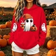 thumbnail image 2 of gbyLJF Womens Halloween Cute Ghost Hoodies Funny Pumpkin Graphic Sweatshirts Loose Fleece Pullover Festival Sweater with Pocket, 2 of 6