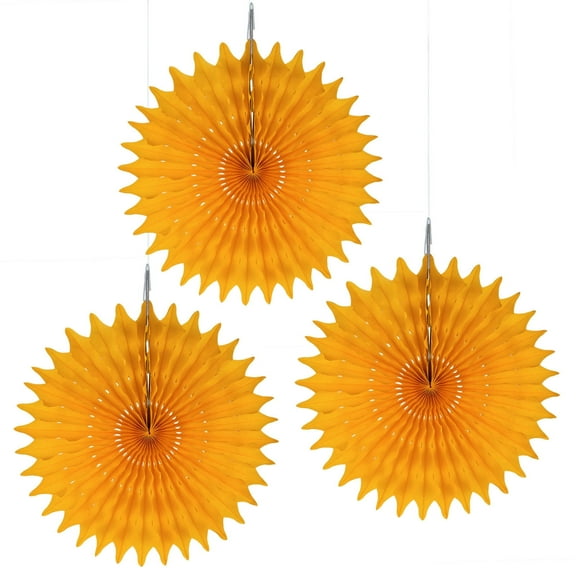 Floral Reef Set of 3 - 8" Party Paper Rosettes Fan Medallions (Golden Yellow)
