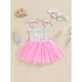 thumbnail image 2 of FEORJGP Kids Toddler Baby Girl Slip Dress 3M 6M 9M 12M 18M Infant Tie-up Princess Dress Pleated Stripes A-line Dress Tulle Patchwork Cami Dress Clothehion Cute Summer Outfits for Daily Party, 2 of 8