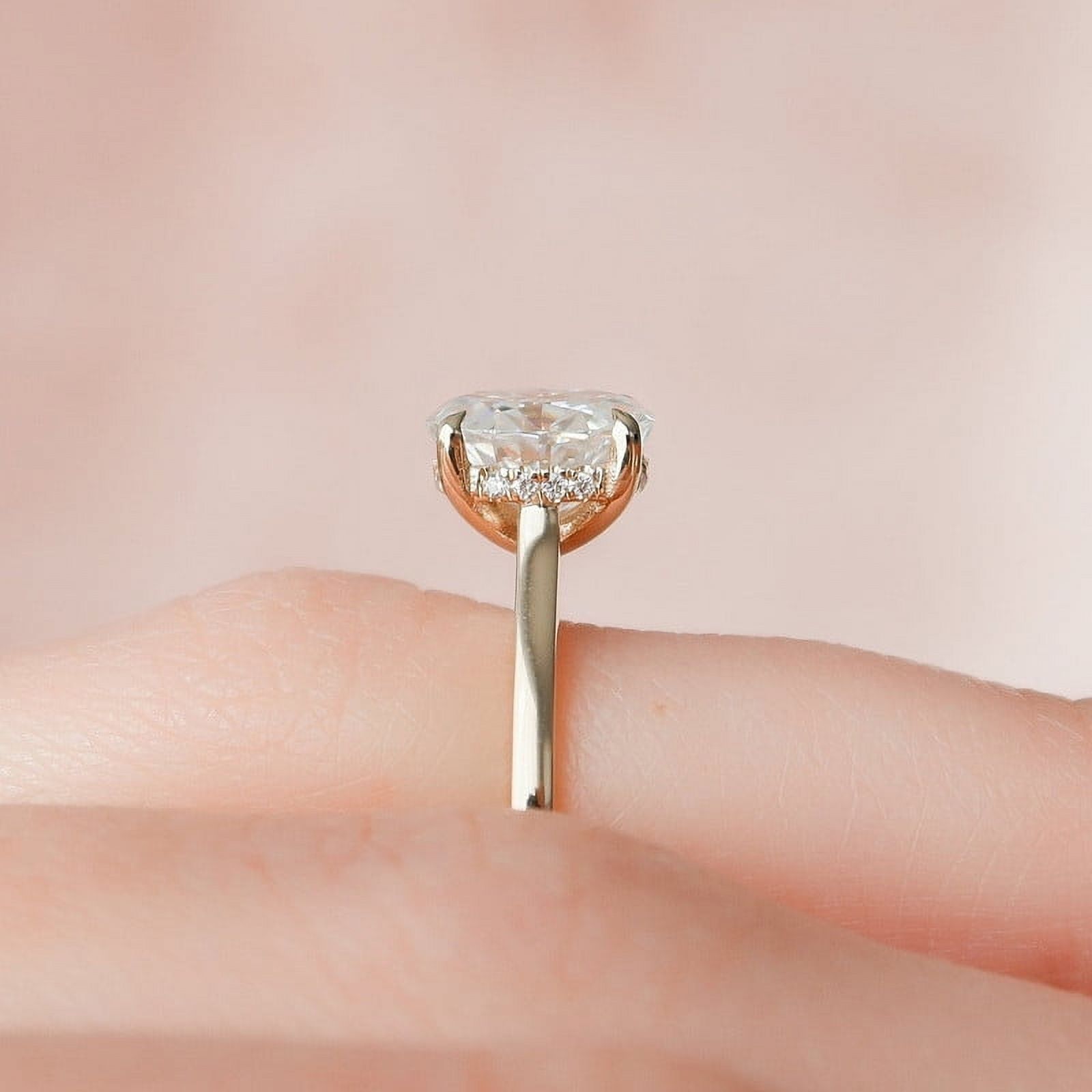 SOLITAIRE JEWELS 0.90CT Oval Cut Moissanite Hidden Halo Engagement Solitaire Ring for Women 14k Yellow Gold, 14k Yellow Gold Solitaire Ring