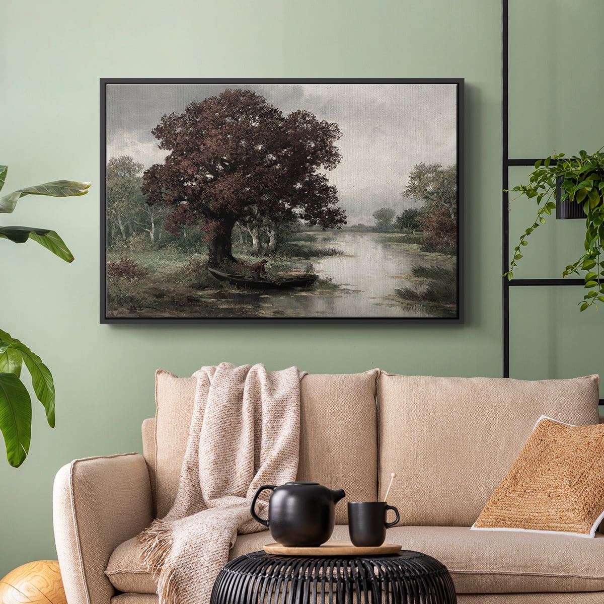 Vintage Landscape-CCCLV By Wexford Home Framed in Black Wood Gallery Wrapped Canvas 27 in. x 41 in.
