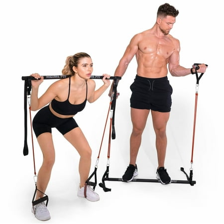 Redge Fit Complete Portable Full Body Home Gym Park Workout Set I Resistance Bands for Beginners to Elite Athletes I Collapsible Resistance Bar I Train Insane (Upgraded Version)