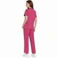 thumbnail image 3 of Womens Scrubs Elastic, Flu Season Preparedness Medical Staff Wrinkle-Free Outfit Healthcare Worker Stretch Fabric Set True-To-Size Nursing Colorfast Uniform July Nurse Scrub Pink Xxl, 3 of 4