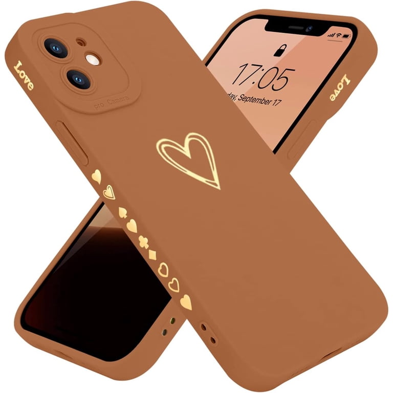 Mitetabo Gold Love Heart IPhone 12 Mini Case - Soft Silicone, Slim Fit, Shockproof & Scratch-Resistant