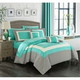 thumbnail image 1 of Chic Home CS1467-AN Duke Ensemble Complet de 10 Pcs de Lit à Blocs de Couleur, Grand Lit, Turquoise, 1 of 2