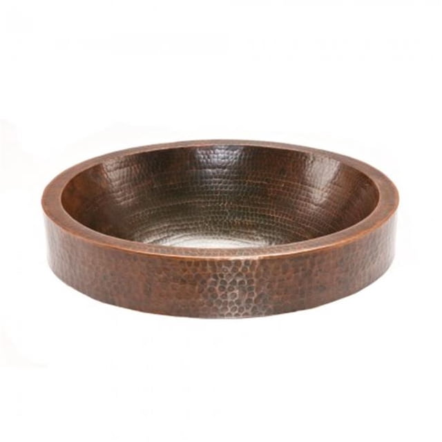 18 in. Oval Skirted Vessel Hammered Copper Sink