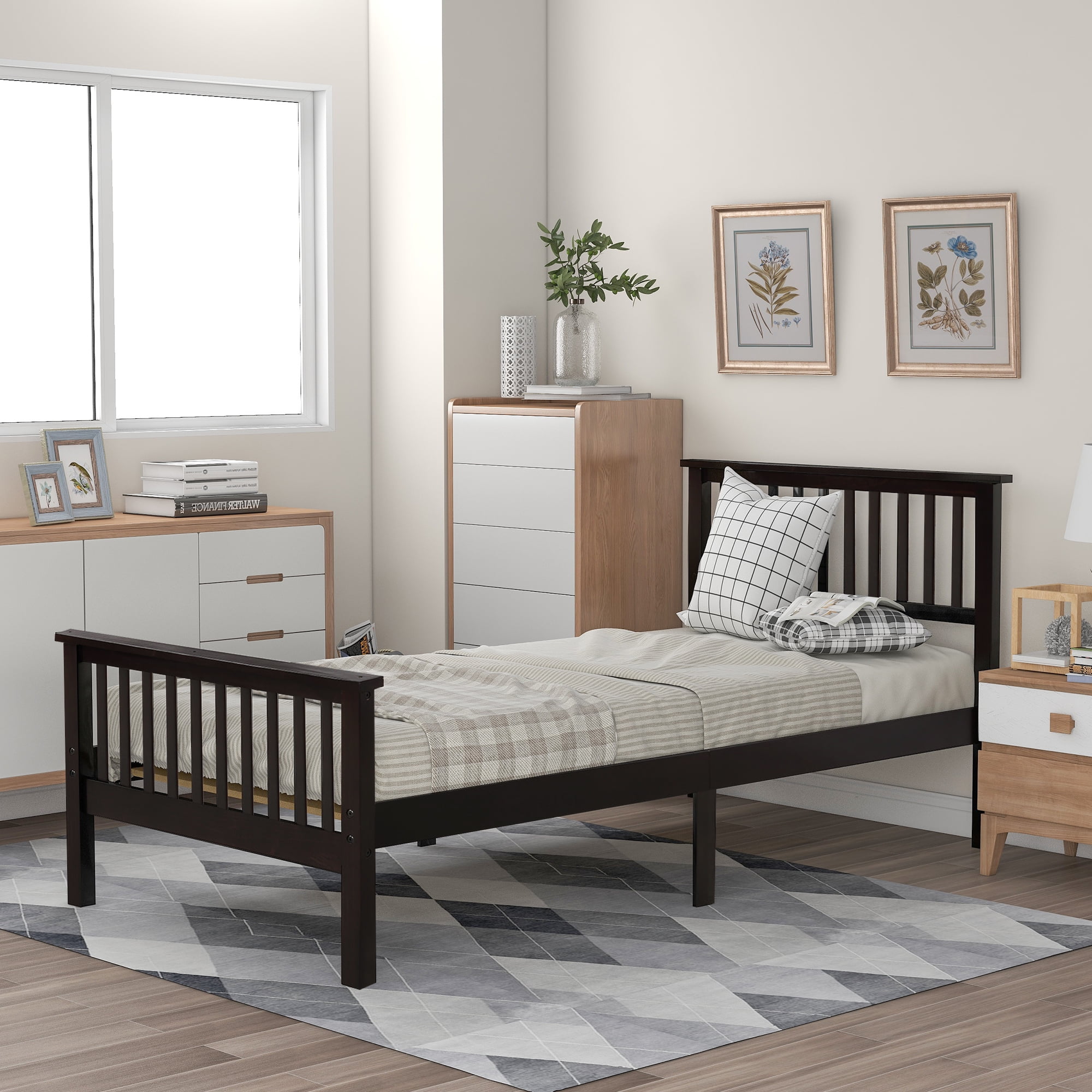 Twin Bed Frame Modern Wood Platform Bed Frame With Headboard And Footboard Standard Twin Platform Bed Frame For Adults Teens Children Single Bed Frame W Solid Wood Slat Support Espresso R353 twin bed frame modern wood platform bed frame with headboard and footboard standard twin platform bed frame for adults teens children single bed