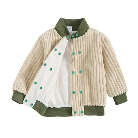 

Lovebay Winter Baby Girl Boy Colorblock Corduroy Jacket for Infant Todder Kids
