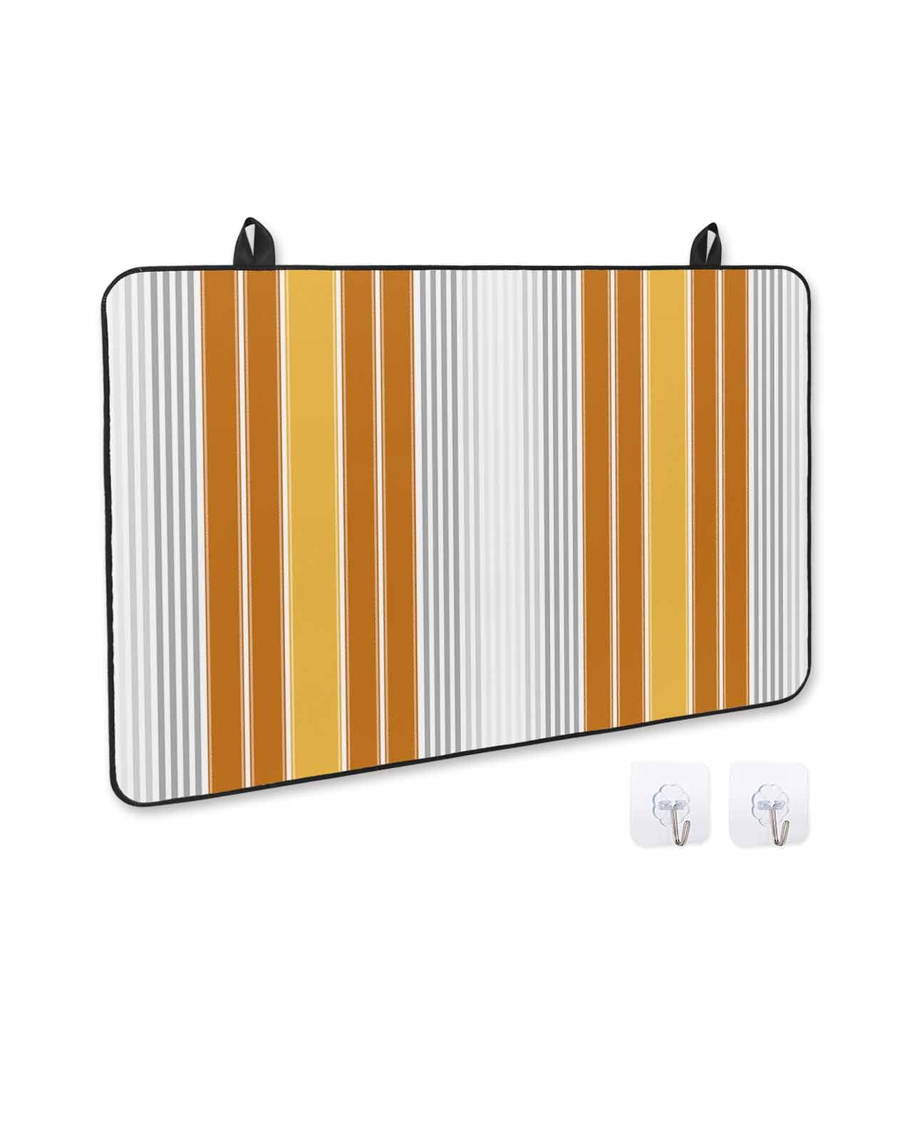 nqOlkjepod Large Induction Cooktop Protector Mat 36"x21", Orange Stripes Stove Top Covers for Electric Stove, Modern Farmhouse Simple Vertical Lines Stove Burner Cover Mats, Glass Top Stove Cover
