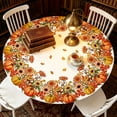 thumbnail image 4 of Fall Sunflower Round Tablecloth, Burnt Orange Pumpkin Thanksgiving Waterproof Table Cover for Kitchen Picnic Party Home Decor 47 In A, 4 of 6