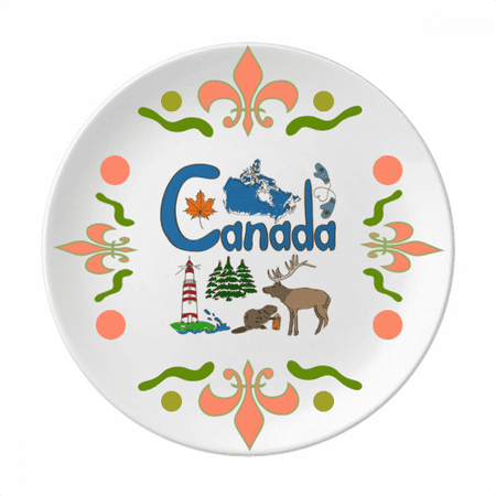 

Canada National symbol Landmark Pattern Flower Ceramics Plate Tableware Dinner Dish