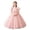 Dress02-Pink, variant on LEKWK Girls Princess Dress Sequin Puff Short Sleeve Sheer Mesh Tiered Pageant Gown Embroidery Ruffle Cute Dress for Flower Girl Wedding Birthday Party 3-14Y