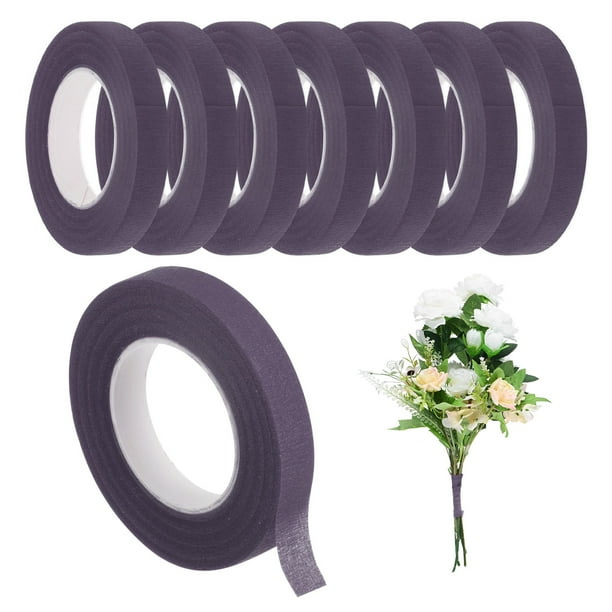 Uxcell 8-Rollos Cintas Florales 1/2 Pulgada 30 Yardas Cinta Floral Morada para Manualidades Florales Cinta Floral para Ramos de Flores Frescas Boda
