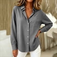 thumbnail image 6 of Hueook Long Sleeve Denim Shirt Women Button Chambray Ladies' Casual Fashion Lapel Solid Color Button Long Sleeved Shirt with Pockets Gray L, 6 of 6