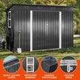 thumbnail image 6 of Wooflex 8.8x3.8x5.9 ft Metal Storage Shed with Window, Lockable Double Doors, Vents, 190 Cu.ft Large Outdoor Garden Tool Shelter, 106x46x71-inch Utility Steel House, Dark Gray, 6 of 10