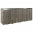 thumbnail image 3 of vidaXL 1 Piece Poly Rattan Quadruple Wheelie Bin Shed Outdoor Trash Can Storage, 3 of 8