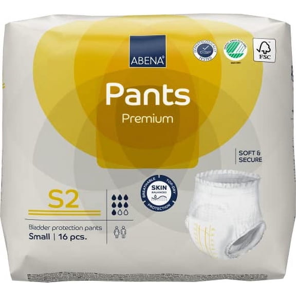 Abena Pants, Premium Protective Underwear, Level 2, (Small To Extra Large), Small, 16 Count
