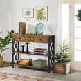 thumbnail image 6 of Yaheetech 2-Tier X-Design Console Table for Living Room, Rustic Brown, 6 of 9