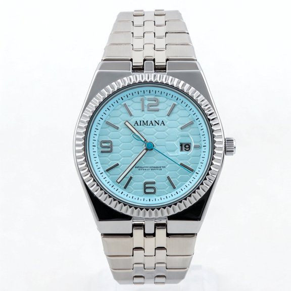 VORSEL Men Stainless Steel Watch Ice Blue Dial 43mm Luminous Hands Date Display