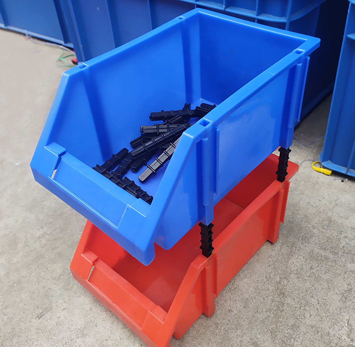 Yellow 2 Pcs Garage Storage Tool Bin Plastic Hanging Stacking Stackable Organizer Storage Rack for Hardware Tools Organization Workshop Parts 13.5 x 7.8 x 5.5 Inch