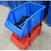Red 2-Pack Garage Storage Tool Bins - Stackable Plastic Organizer for Hardware Tools & Workshop Parts Storage (13.5 x 7.8 x 5.5 Inch)