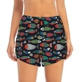 thumbnail image 4 of Lsque Hand Drawn Colorful Fishes Printed Women's Running Shorts with Liner Pockets,Elastic Quick Dry Workout Athletic Gym Yoga Shorts,Womens High Waist Shorts-, 4 of 9