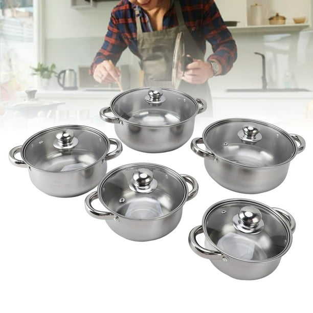 Juego De Utensilios De Cocina De Acero Inoxidable, Juego De Ollas Multiusos De Acero Inoxidable Con Tapas Para El Hogar
