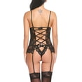 thumbnail image 3 of Babydoll de encaje para mujer con liga Mini Teddy Body Lencería sexy sin espalda Chemise Adepaton WRMH-1295-22, 3 of 8