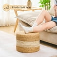 thumbnail image 4 of IVV Modern Boho Handcrafted Woven Water Hyacinth Ottoman, Home Accent Round Foot Stool for Living Room, Bedroom, Small Space - 15.7"Dia x 11.8"H (Natural & Beige), 4 of 6