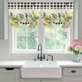 thumbnail image 4 of Yellow Lemons Tie Up Curtains for Windows, Adjustable Balloon Window Shades, Summer Botanical Black White Plaid Rustic Kitchen Window Treatments Farmhouse Short Curtains with Rod Pocket 42"x45", 4 of 8