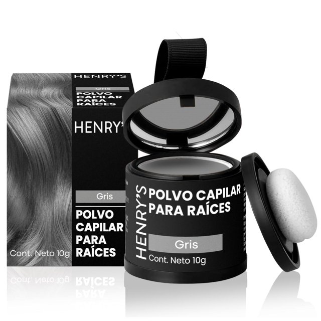 Henrys Polvo para Retocar Raíces Gris, Rellena Zonas Escasas, Define la Línea del Cabello y Cubre el