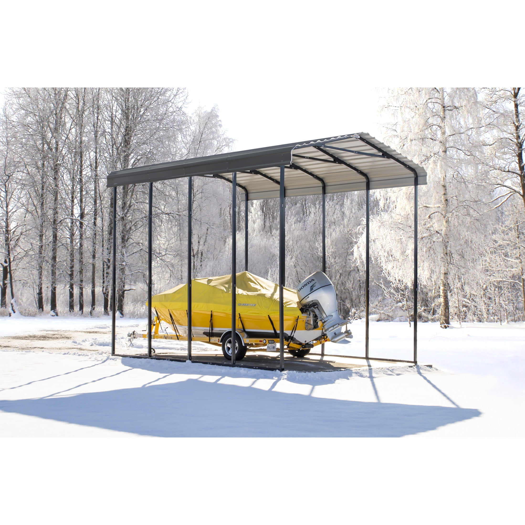 Arrow 14 x 20 x 14 ft Charcoal RV Carport